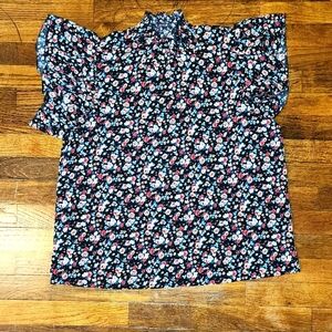 Shein Womens Floral Print Ruffle Sleeve Tank Top